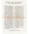 BARCELONA 1820. NOTICE TO THE PUBLIC. NAVIGATION