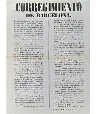 CORREGIMIENTO DE BARDELONA. 1850. MATRICULACION CARRUAJES