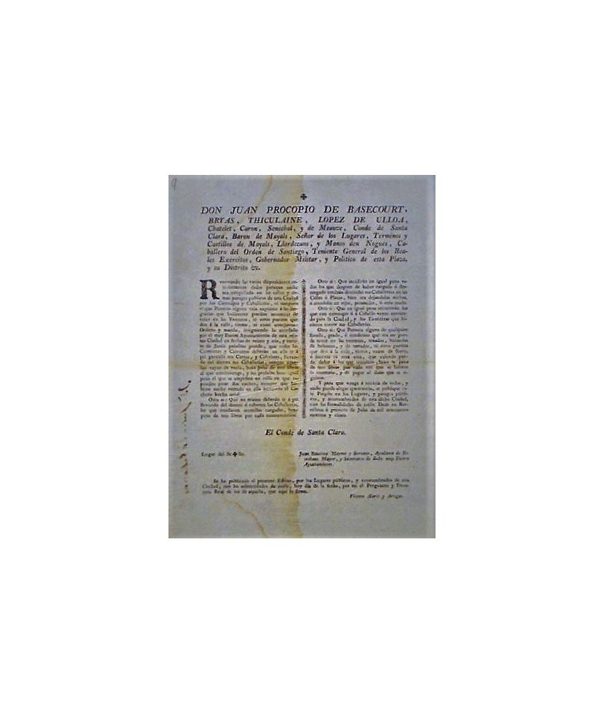 JUAN PROCOPIO. GOVERNOR. BARCELONA 1795. CARRIAGE AND CAVALRY