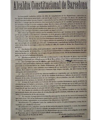 CONSTITUTIONAL MAYOR'S OFFICE BARCELONA 1875. CARRIAGES