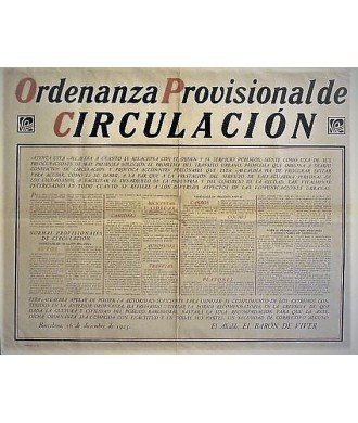 ORDENANZA PROVISIONAL DE CIRCULACIÓN. BARCELONA 1925.