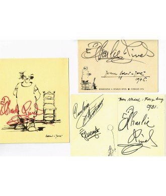 CHARLIE RIVEL. SET OF 8 AUTOGRAPHS FROM DIFFERENT TIMES. 1968-1981