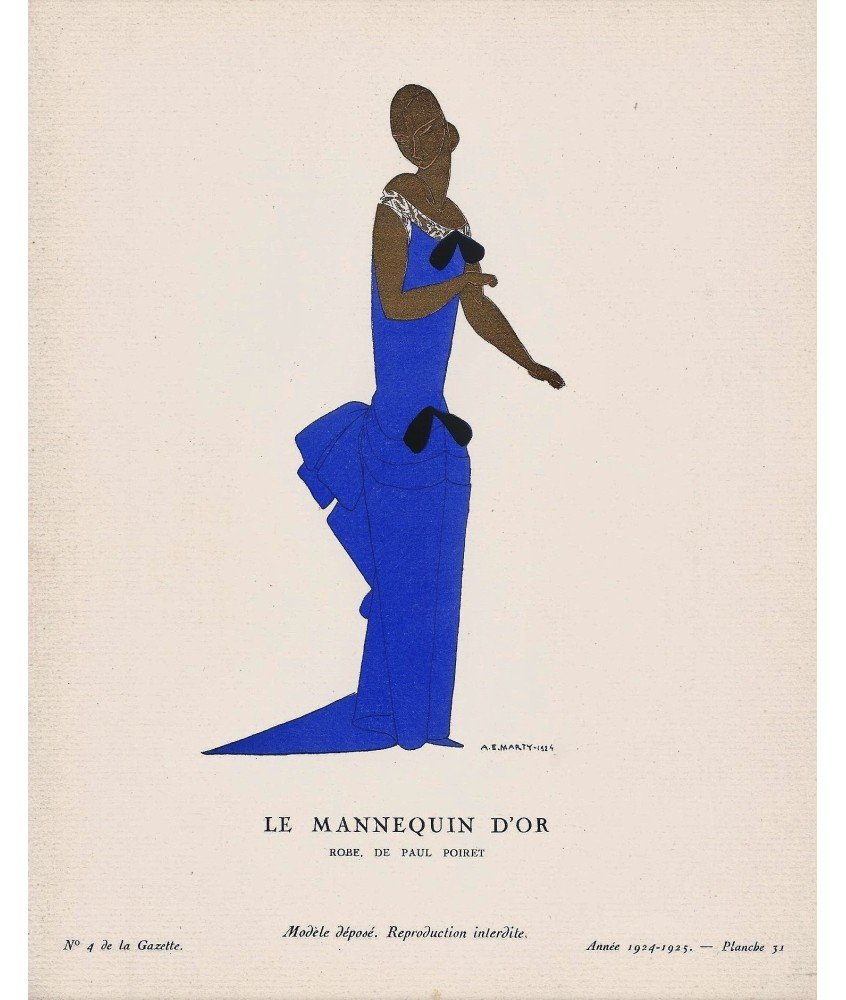 LA MENNEQUIN D'OR. ROBE DE PAIL PORET. ANDRE MARTY. GAZETTE DU BON TON LA MENNEQUIN D'OR. ROBE DE PAIL PORET. ANDRE MARTY. GAZETTE DU BON TON