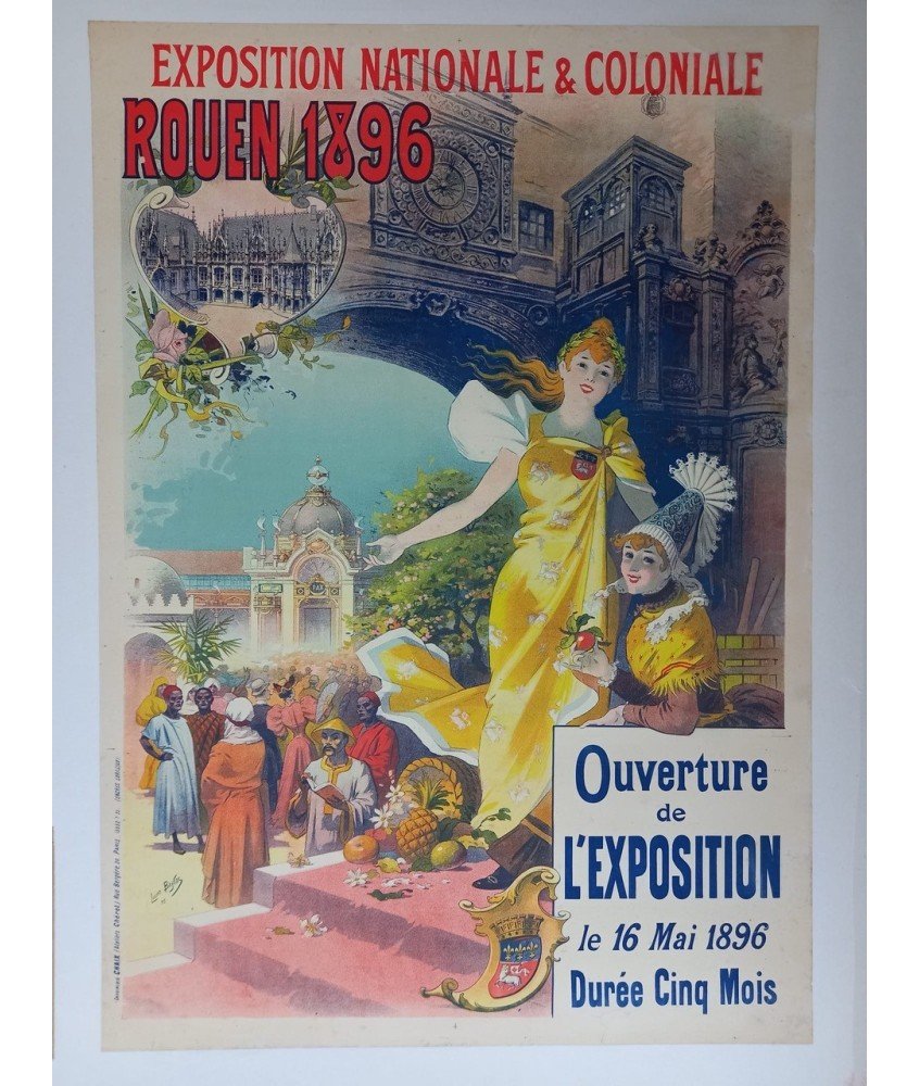 Cartel original Exposición Nacional y Colonial Rouen 1896 | Art Nouveau