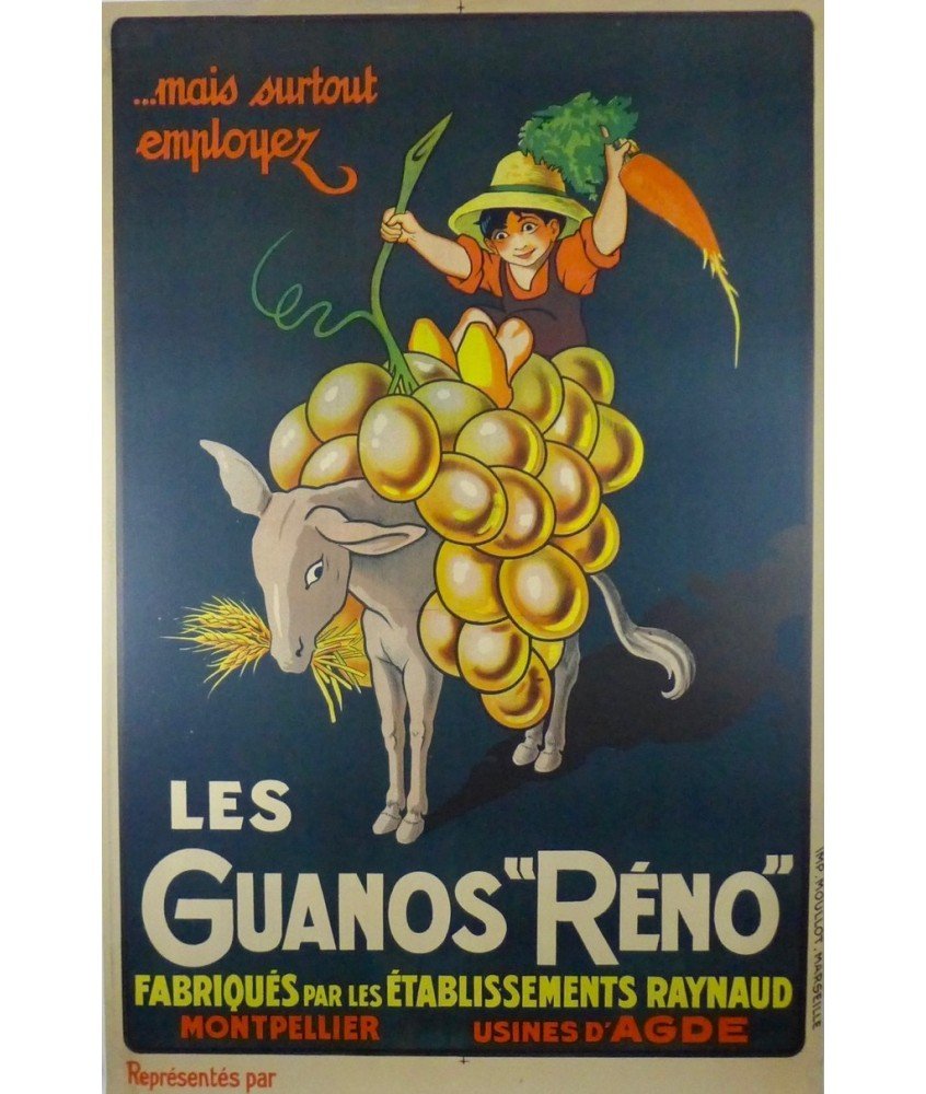 Cartel original Les Guanos Réno | Publicidad agrícola francesa
