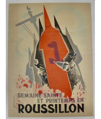 Original Holy Week in Roussillon Poster | French Cultural Artwork