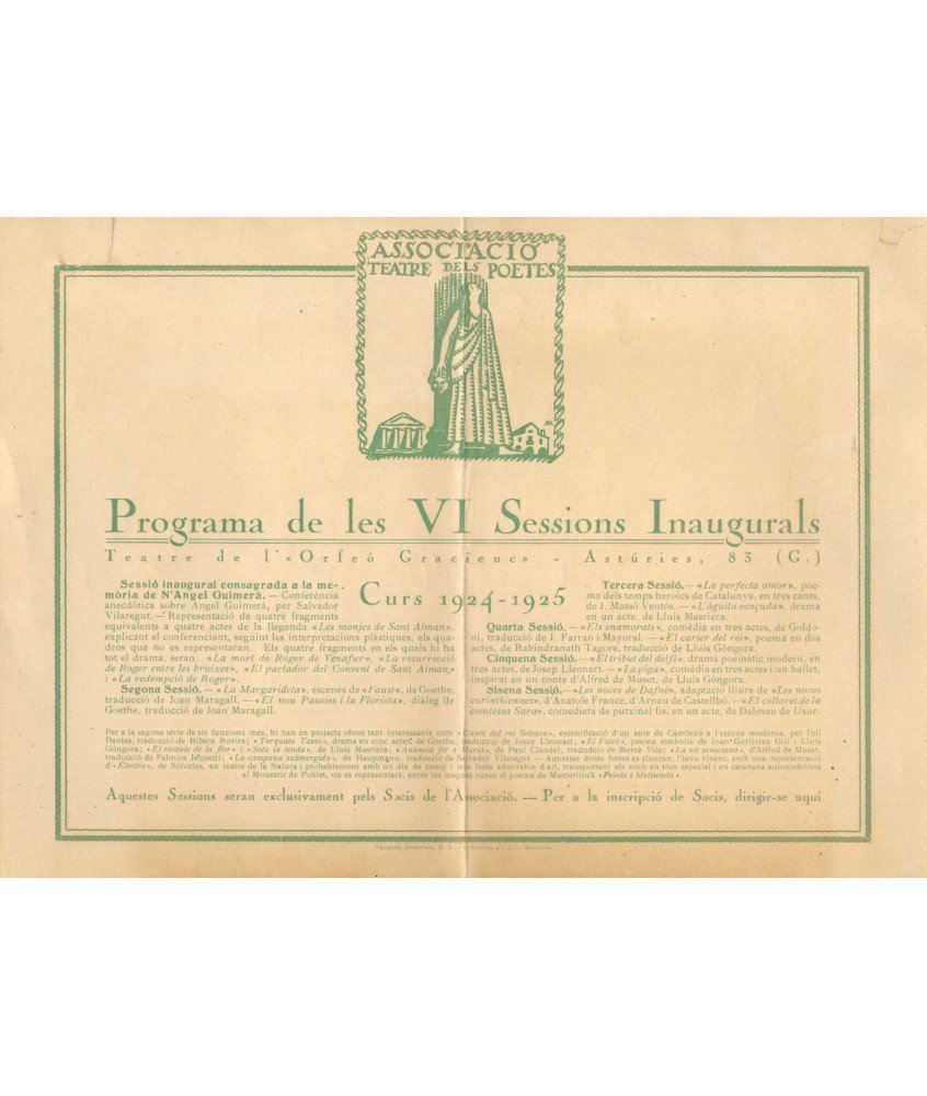 ASSOCIACIO TEATRE DELS POETES VI SESSIONS INAUGURALS