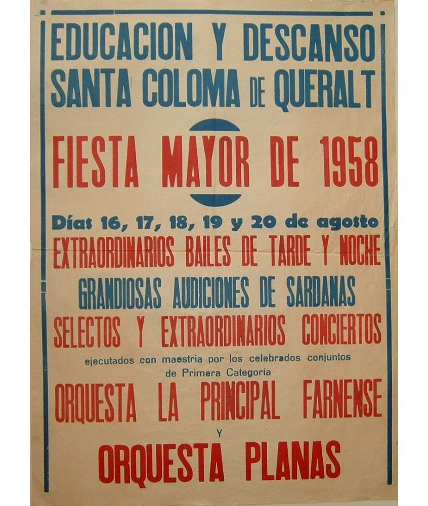 STA COLOMA DE QUERALT.FIESTA MAYOR 1958